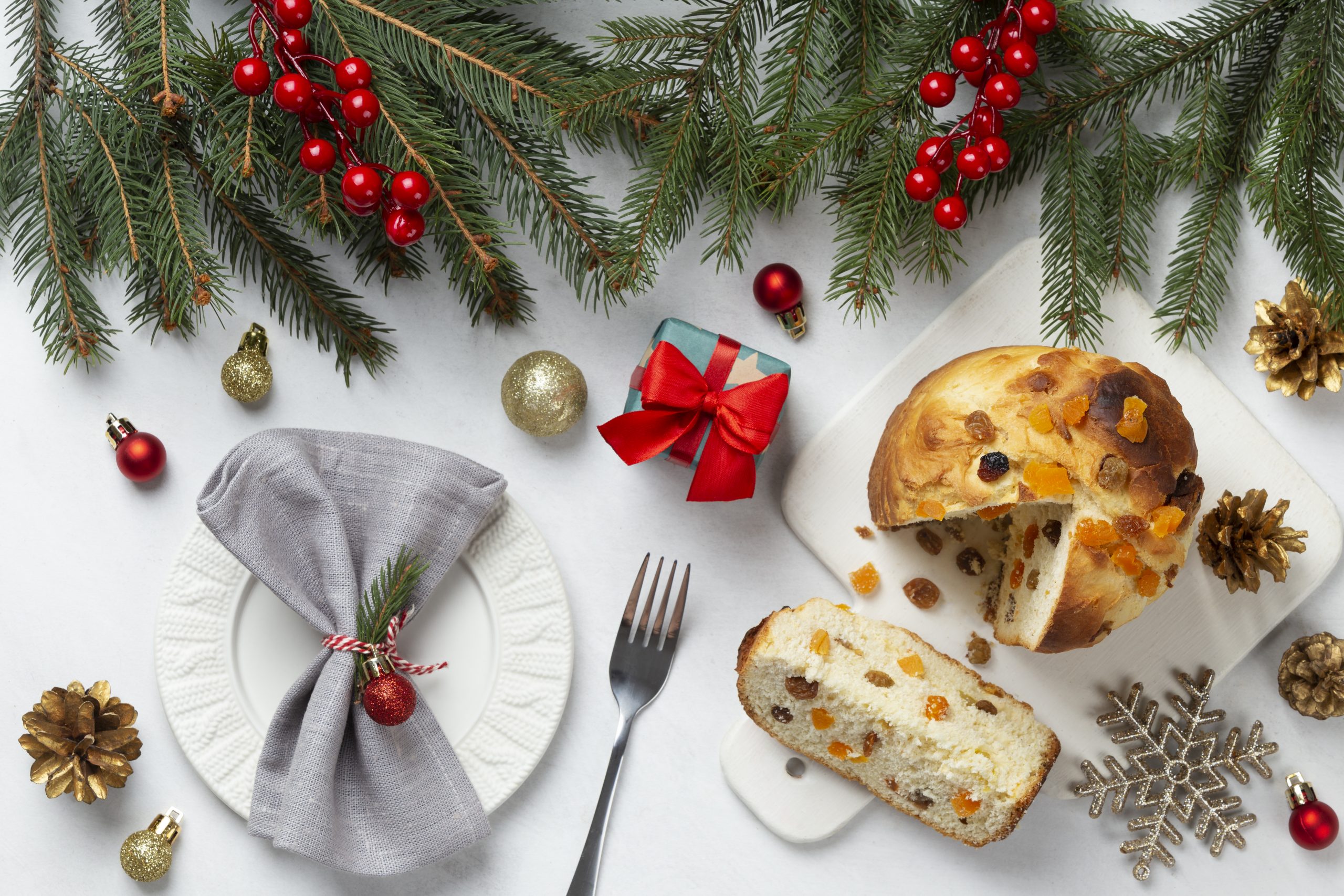 top-view-christmas-food-present